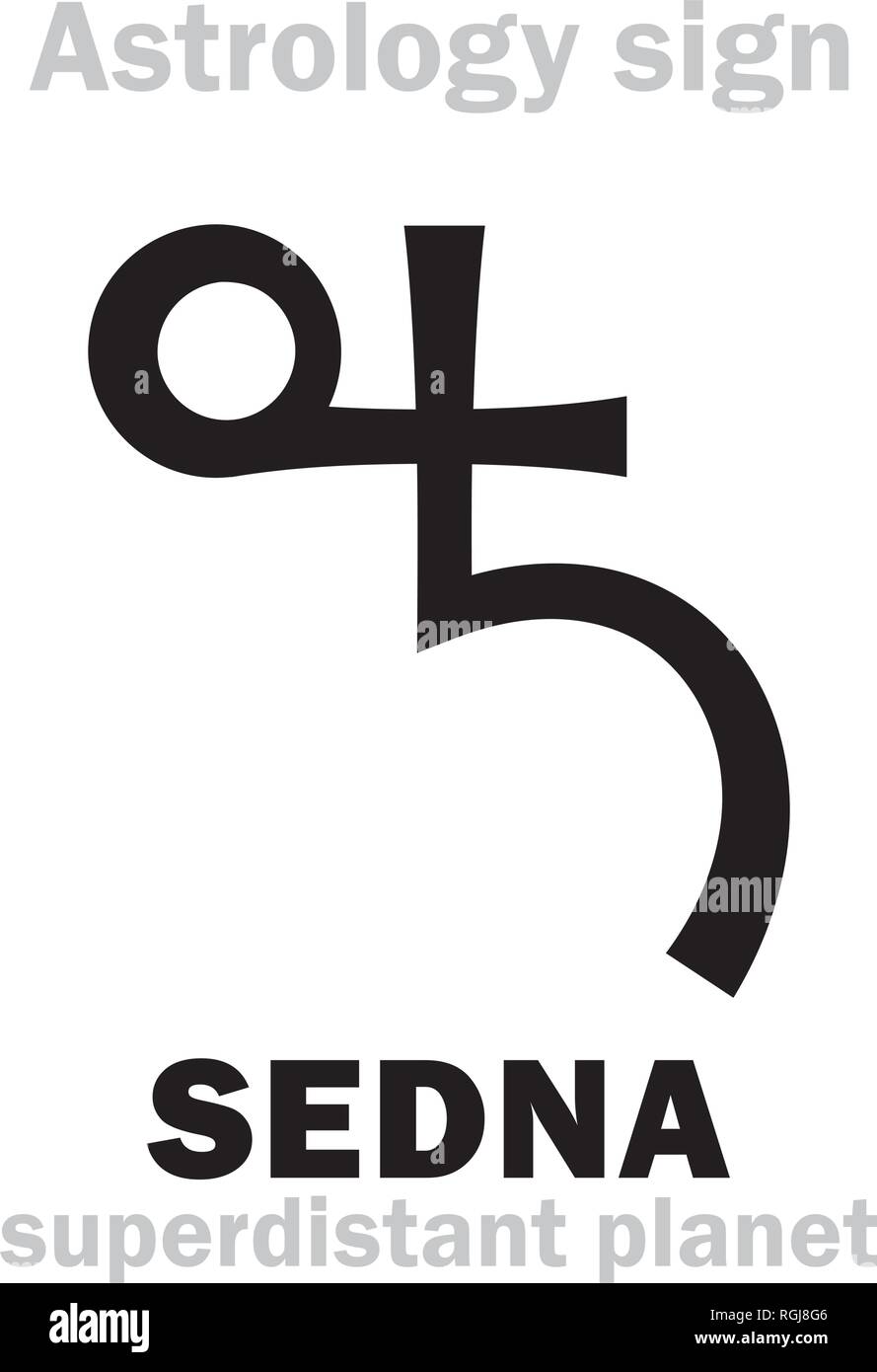 Astrologie Alphabet: Sedna, super Entfernte externe Zwergplanet (mit länglich elliptische Umlaufbahn). Hieroglyphen Zeichen Zeichen (Inuktitut Symbol). Stock Vektor