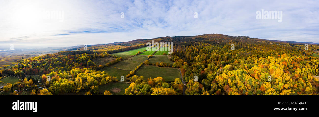 Deutschland, Hessen, Oestrich-Winkel, Rheingau, Luftaufnahme im Herbst Stockfoto