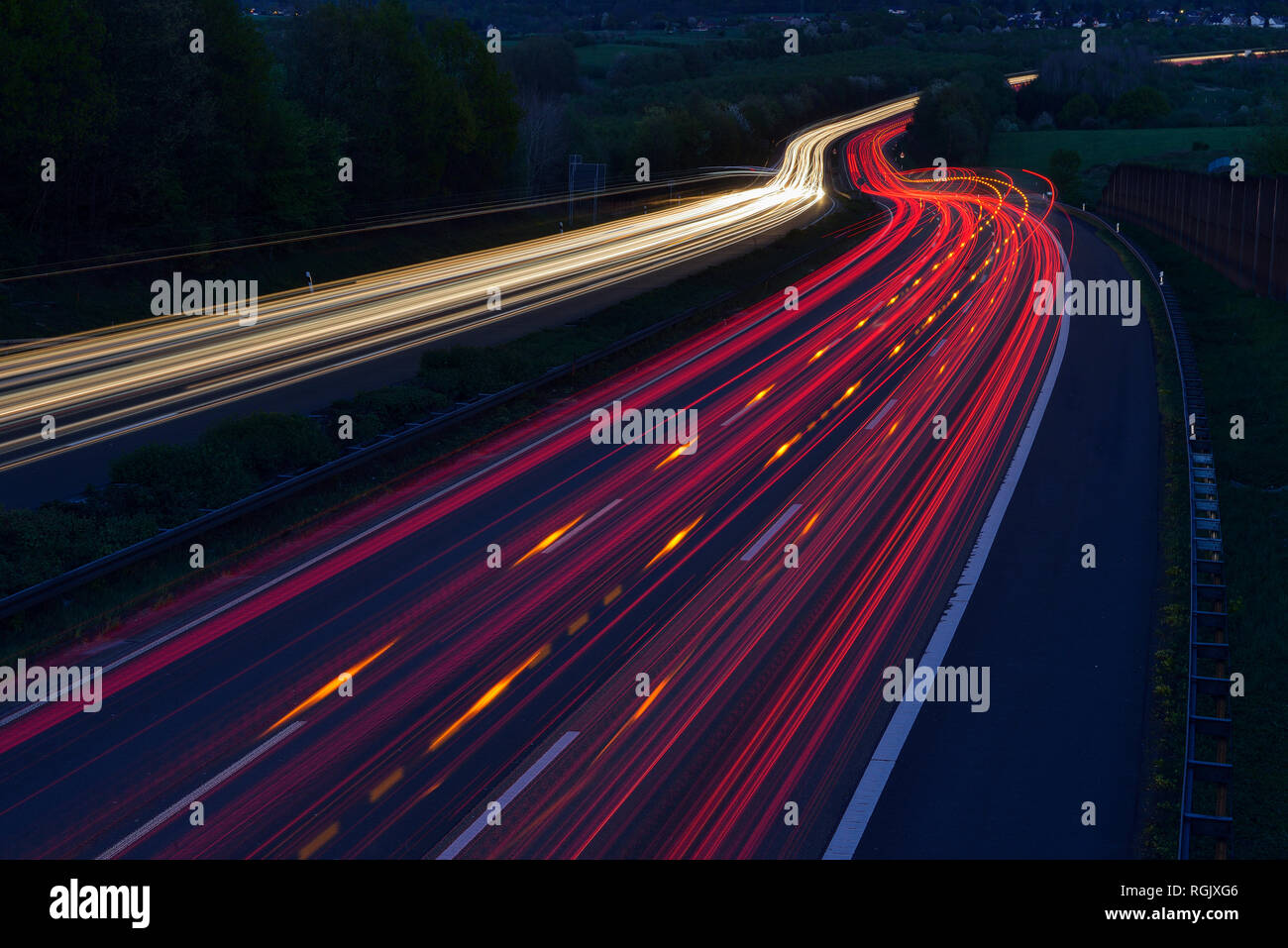 Deutschland, Rückleuchten auf der Autobahn Stockfoto