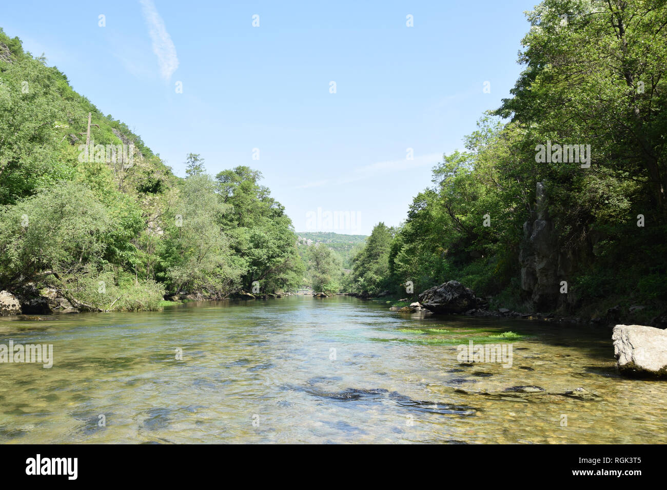 Treska Fluss in Matka Canyon. Skopje, Mazedonien. Stockfoto