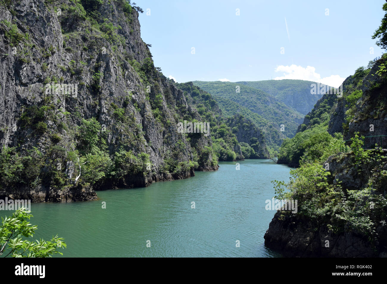 Matka See in Matka Canyon. Touristische Attraktion in der Nähe von Skopje, Mazedonien. Stockfoto