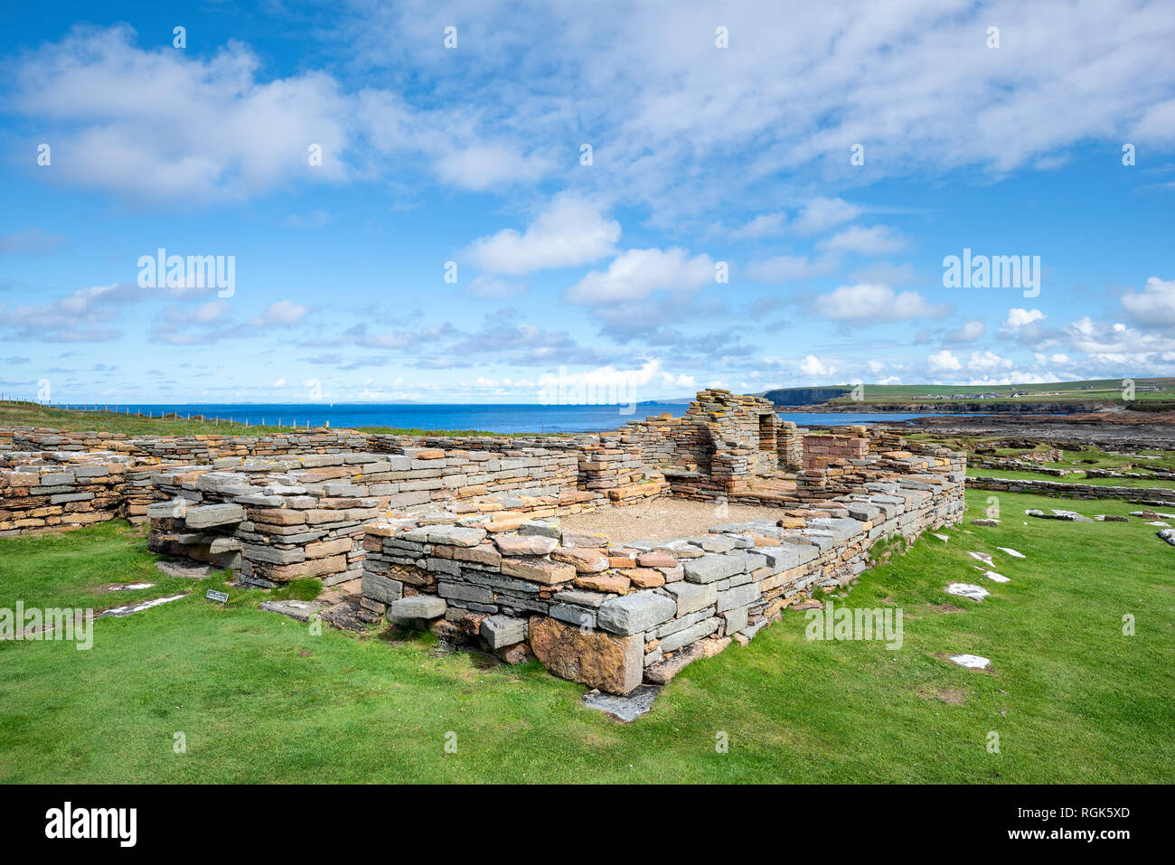 Großbritannien, Schottland, Orkney, Festland, Brough von Birsay, Abwicklung bleibt, alten Kloster aus dem 11. Jahrhundert. Stockfoto