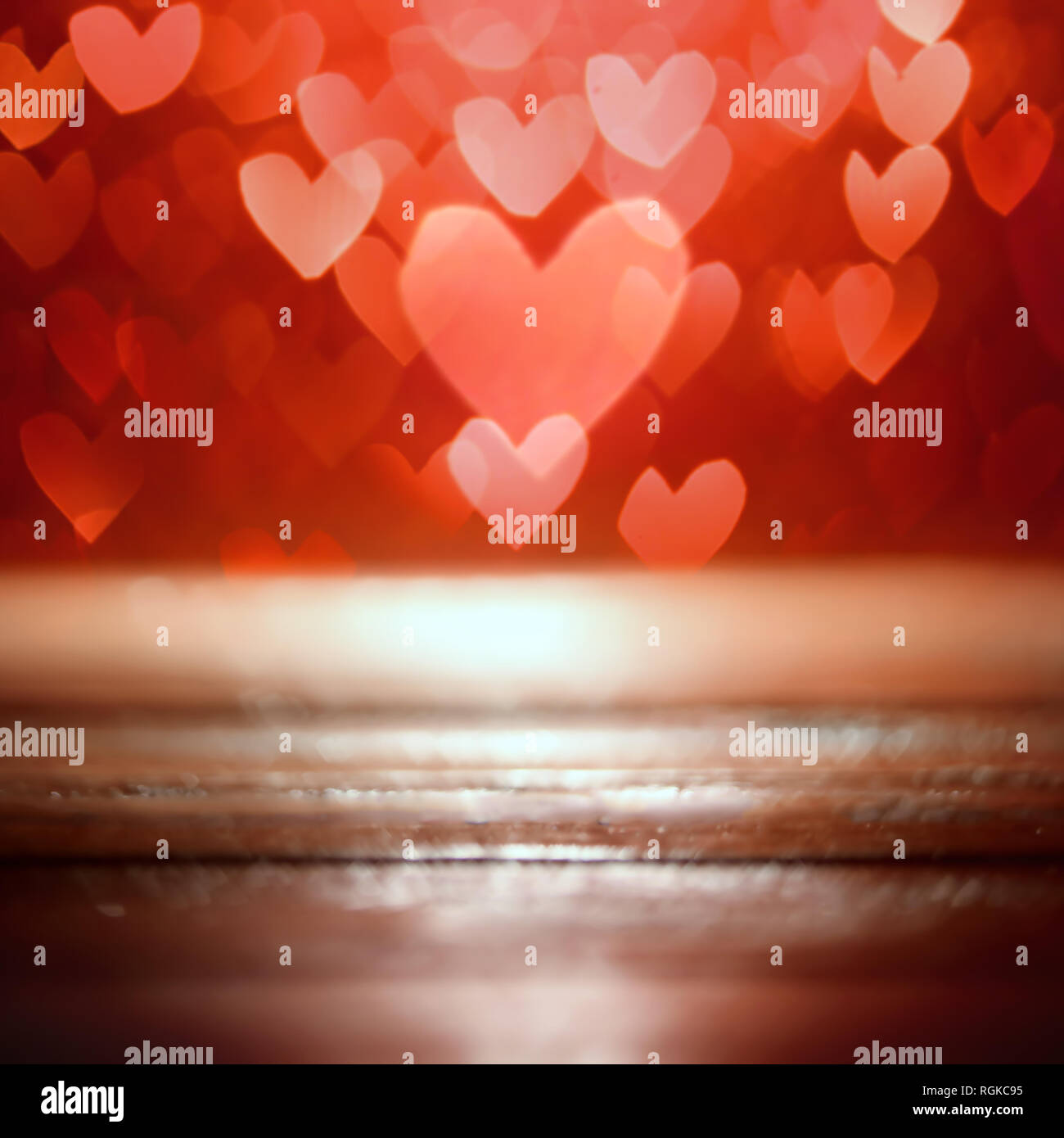 Helle rote Herzen abstrakt bokeh Hintergrund Stockfoto
