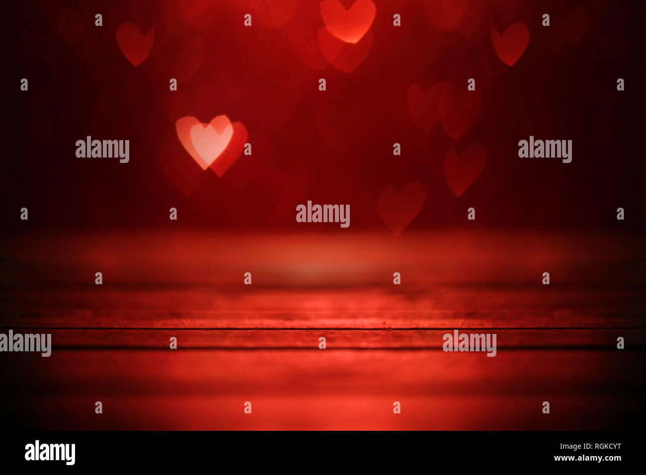 Helle rote Herzen abstrakt bokeh Hintergrund Stockfoto