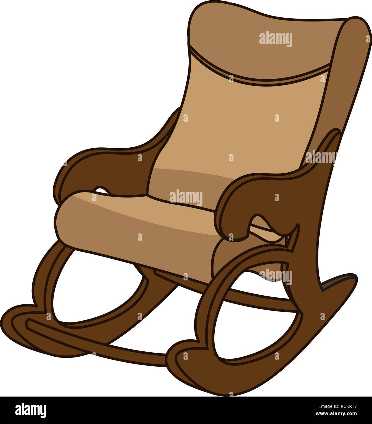 Schaukelstuhl im minimalistischen Stil, komfortable, gemütliche Sessel gepolstert mit beigem Leder. Auf weißem Hintergrund, EPS 10. Stock Vektor