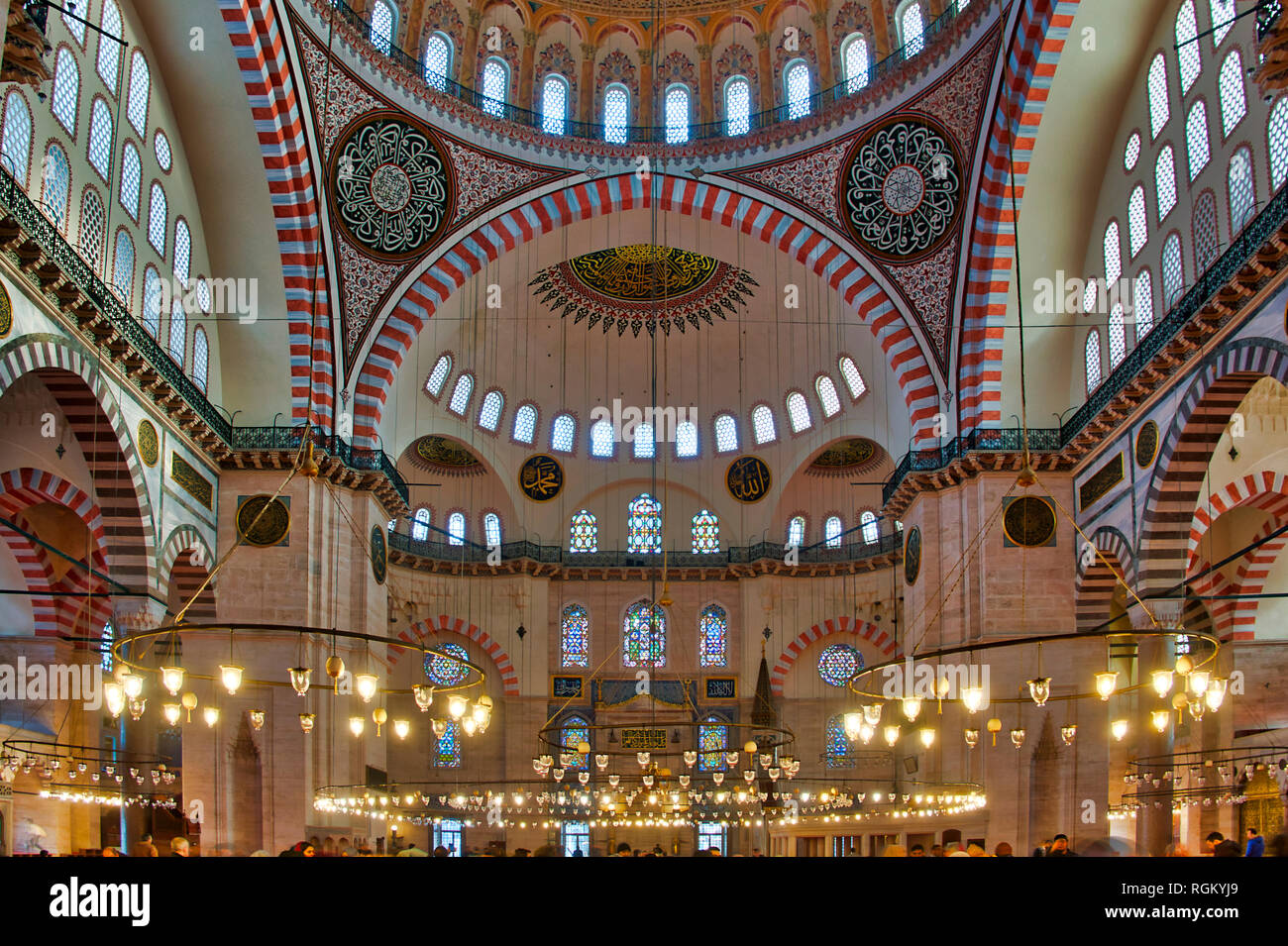 Innenraum der Süleymaniye Moschee in Fatih, Istanbul, Stockfoto