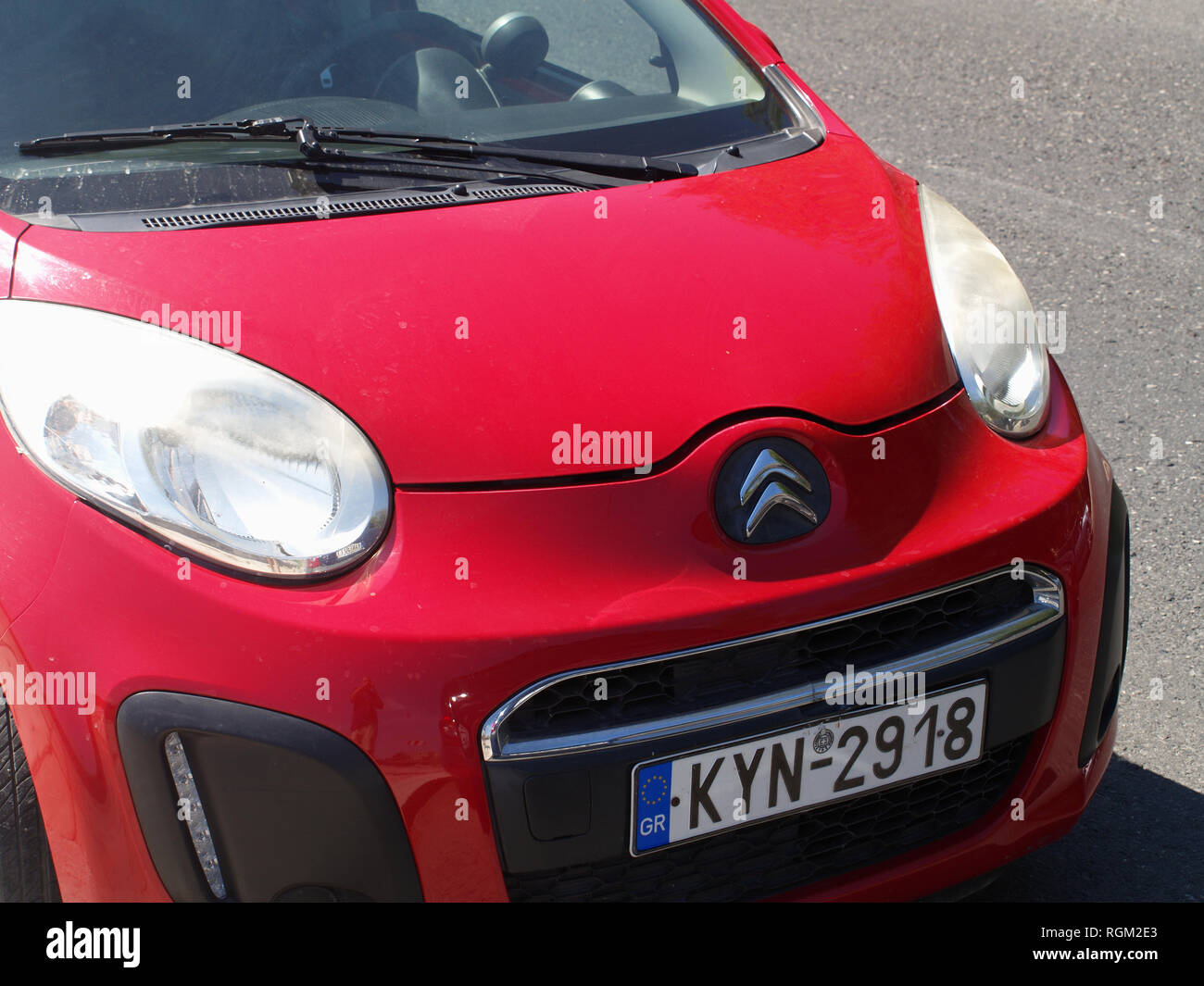 Roter Citroen C1 in Korfu, Griechenland Stockfoto