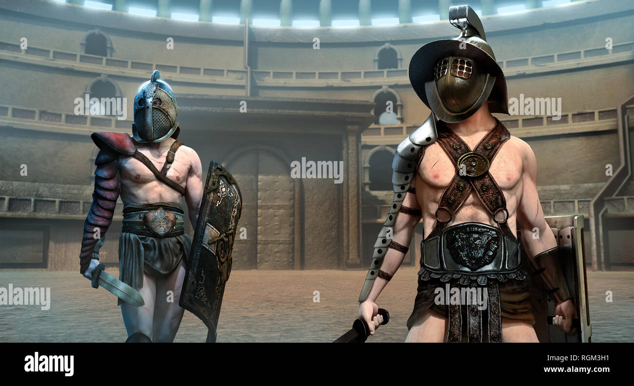 Gladiator Arena Szene 3D-Darstellung Stockfoto