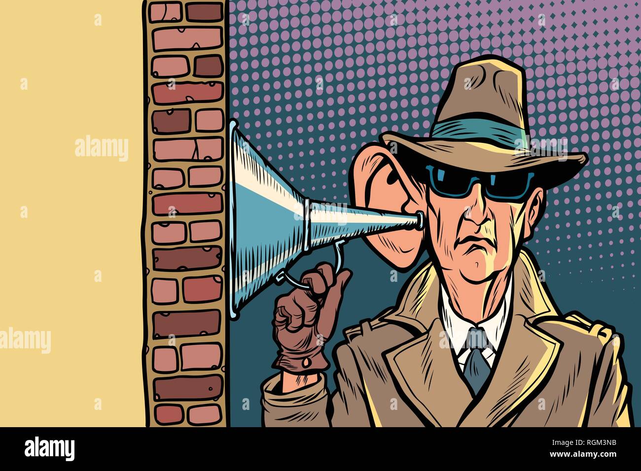 Spy oder Secret Agent des Staates, Abhören und Überwachung. Comic