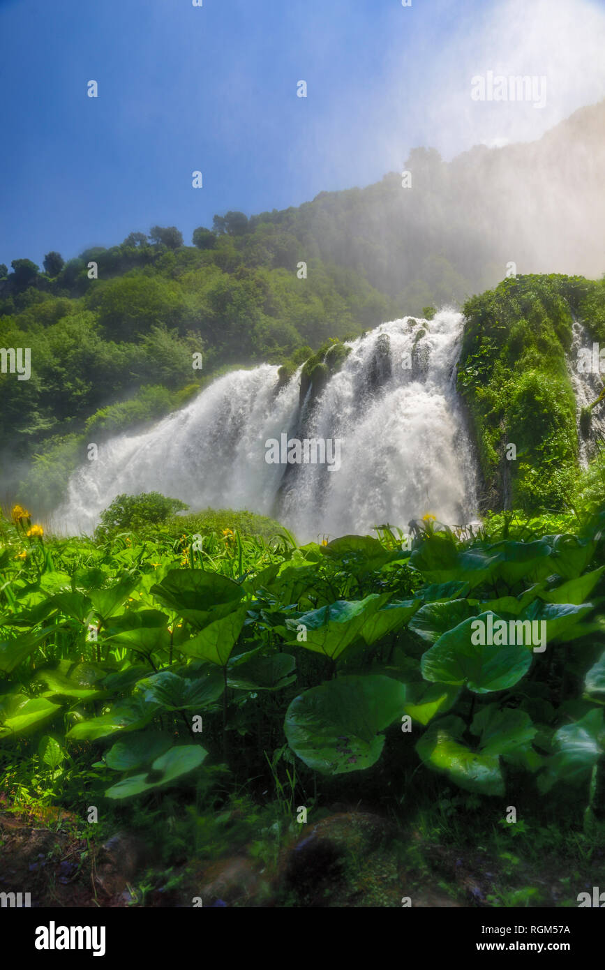 Marmore Wasserfälle. Schöne und mächtige Wasserfälle. Die höchsten in Europa. Umbrien Italien Stockfoto