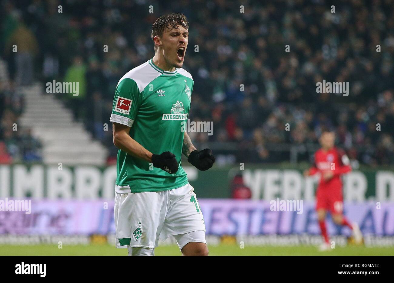 Bremen, Deutschland. 26 Jan, 2019. firo: 26.01.2019, Fußball, 1.Bundesliga, Saison 2018/2019 SV Werder Bremen - SG Eintracht Frankfurt 2:2 Geste, Max Kruse | Verwendung der weltweiten Kredit: dpa/Alamy leben Nachrichten Stockfoto