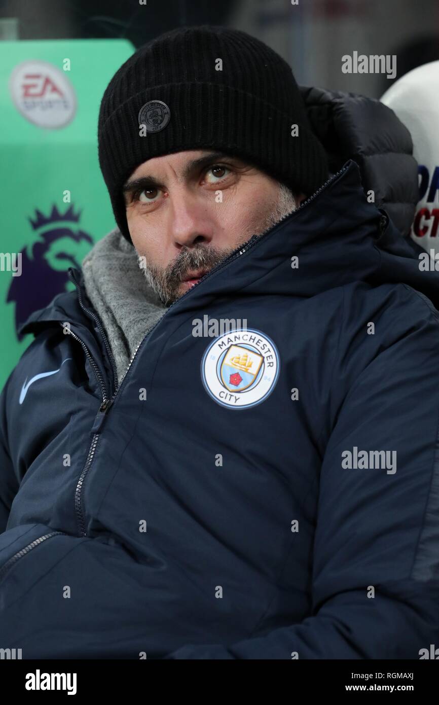 PEP GUARDIOLA, Manchester City FC MANAGER, Newcastle United FC V Manchester City FC, Premier League, 2019 Stockfoto