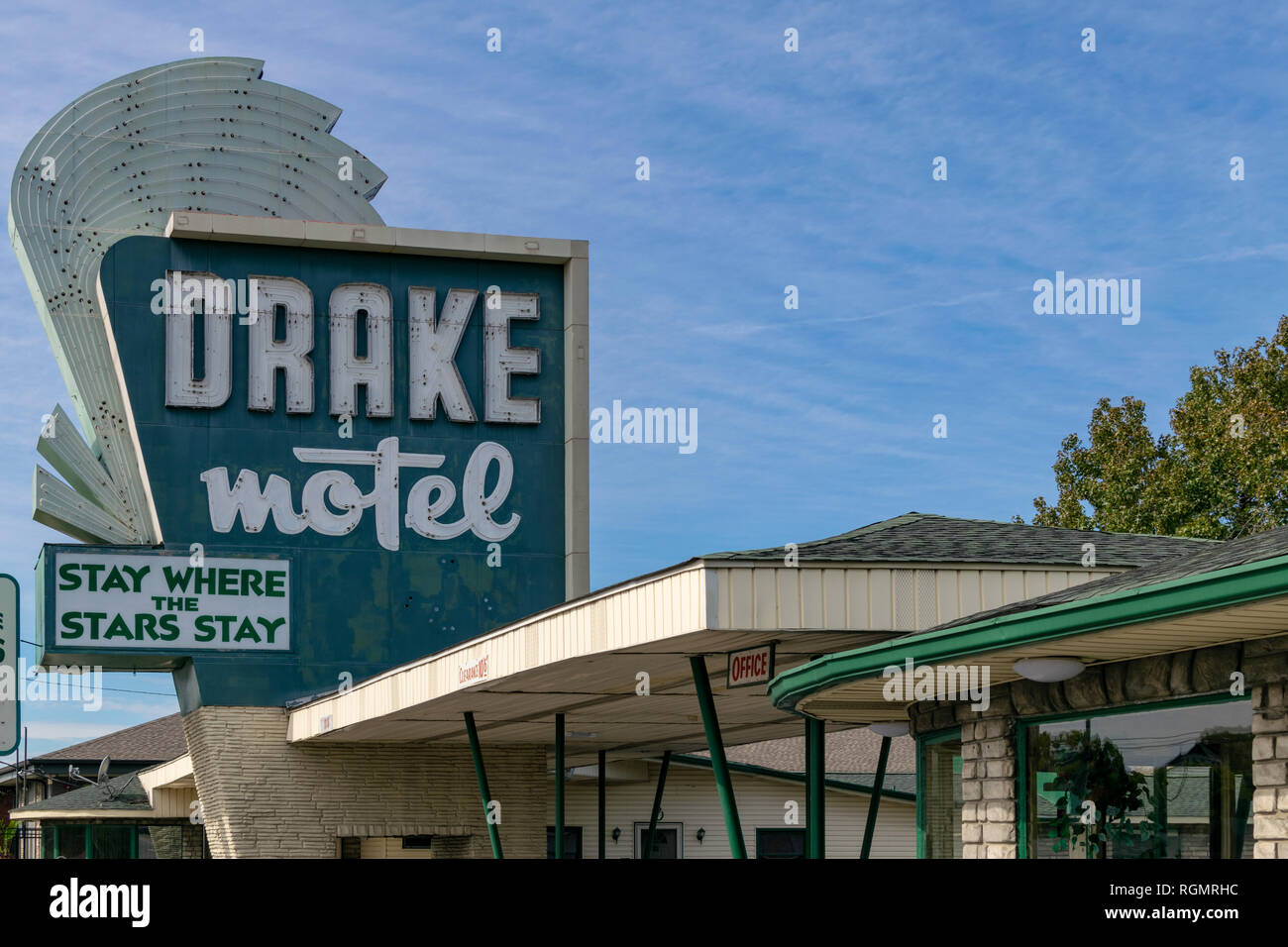 Das Drake Hotel in Nashville ist eine klassische 1940 s Motel, und vor langer Zeit war ein Ort, an dem berühmten Country Musik Stars übernachtet. Stockfoto