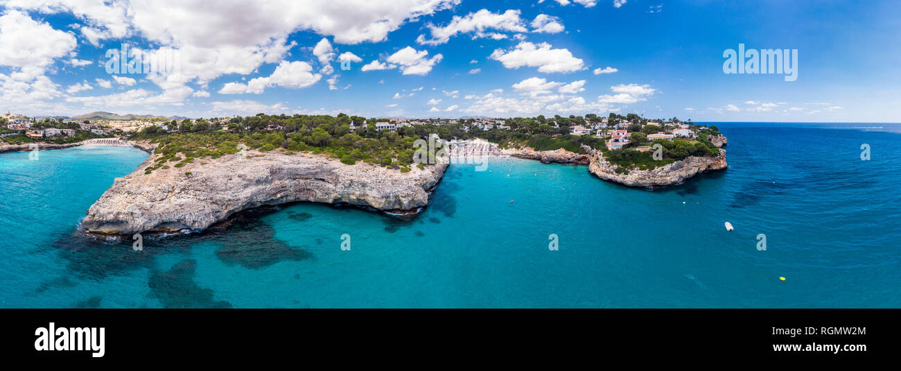 Spanien, Balearen, Mallorca, Porto Cristo Novo, Luftaufnahme von Cala Mendia, natürlichen Hafen Stockfoto