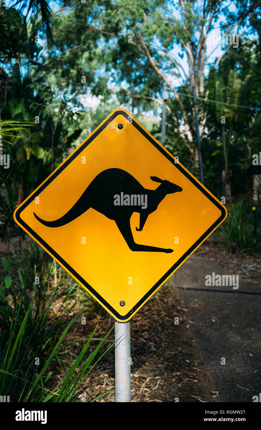 Australien, Magnetic Island, Känguru Animal Crossing Sign Stockfoto