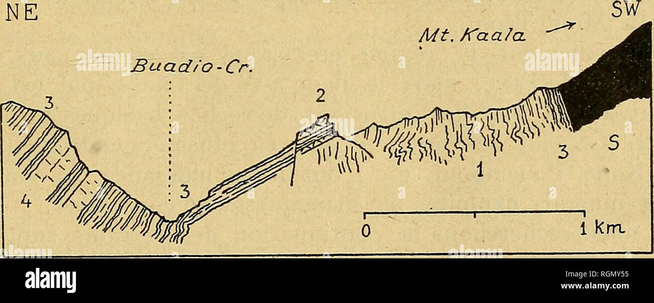 . Bulletin de la SociÃ©tÃ© gÃ©ologique de France. Geologie. ÃOCÃNE CRÃTACIQUE ET DE NOUVELLE - CALÃDONIE 249 g. Env. 400 m. d'une brÃ¨che grossiÃ¨re Ã Fragmente de Silex, de calcaires Kleinwagen Â" t de grÃ¨s, de Typ Ã © ocÃ ¨ ne. h. 20-40 m.de calcaires semblables À h, intimement reliÃ © s À la brÃ¨che n°7 Gleichheit des Passagen graduels. Cette sÃ©rie Dreiteilige, Ã © paisse d'environ 1500 m., est donc caractÃ©risÃ©e par le rÃ©pÃ©Schreibungen d'assises de Silex, de calcaires Ã GlobigÃ © rines et de Brè ches. Ces trois faciÃ ¨ s changent rapidement Suivant la Richtung des Sofas et peuvent se remplacer latÃ © - raleme Stockfoto