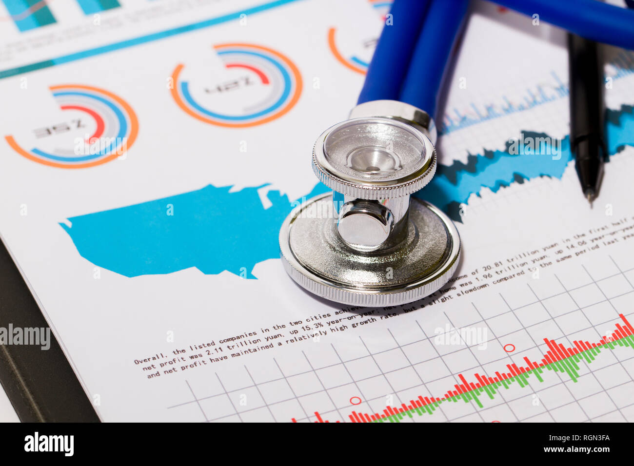 American Economic Chart und Interrogator Stockfoto