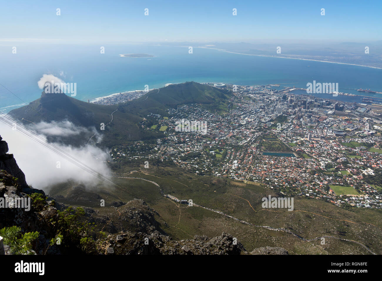 Afrika, Südafrika, Western Cape, Kapstadt, Lion's Head, Signal Hill und Robben Island Stockfoto