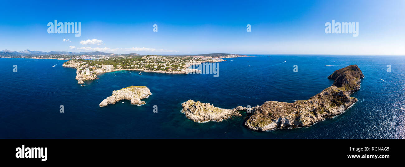 Spanien, Balearen, Mallorca, Region Calvia, Luftaufnahme von Islas Malgrats und Santa Ponca Stockfoto