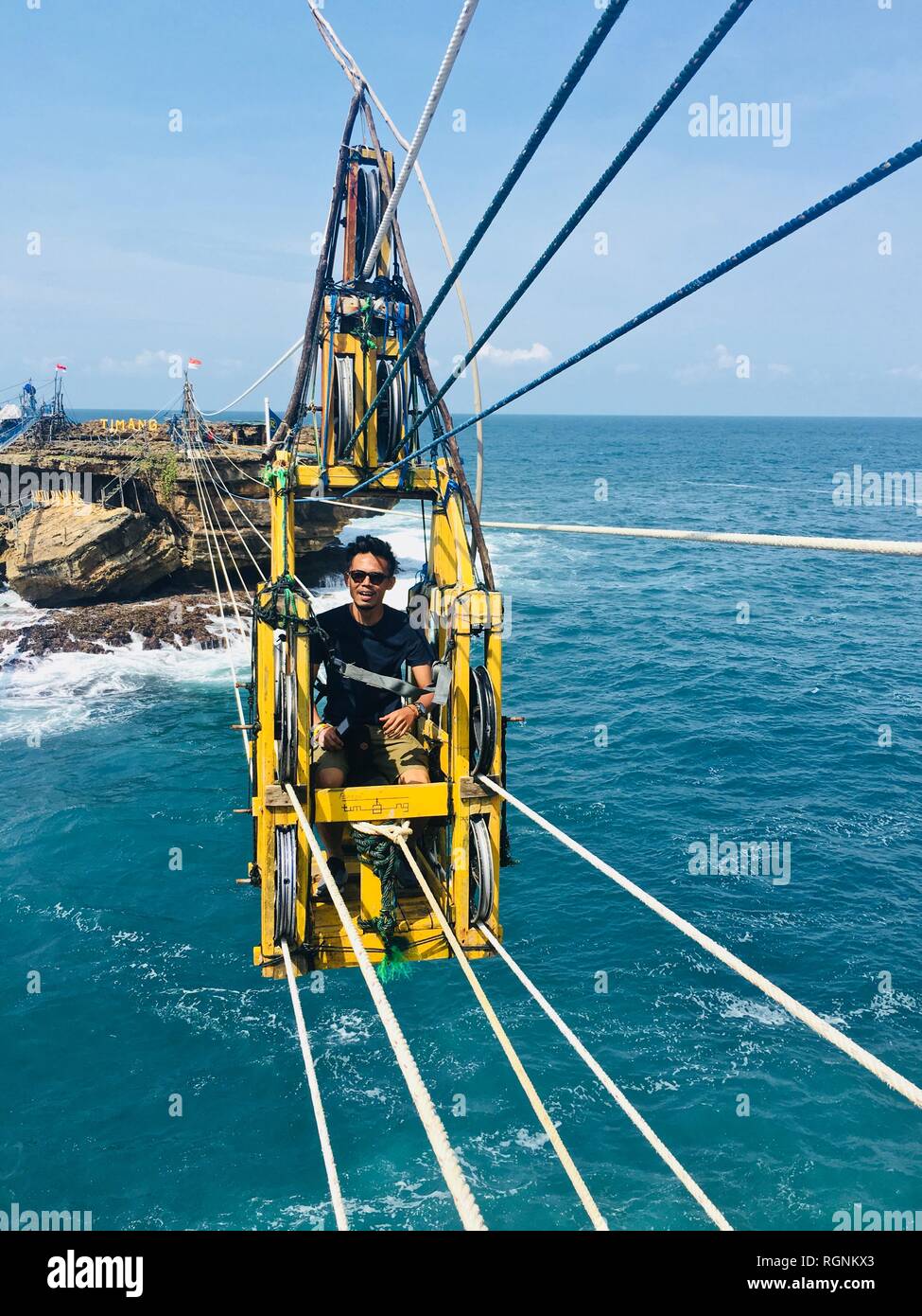 Gondel in Pantai Timang Yogyakarta Indonesien Stockfoto
