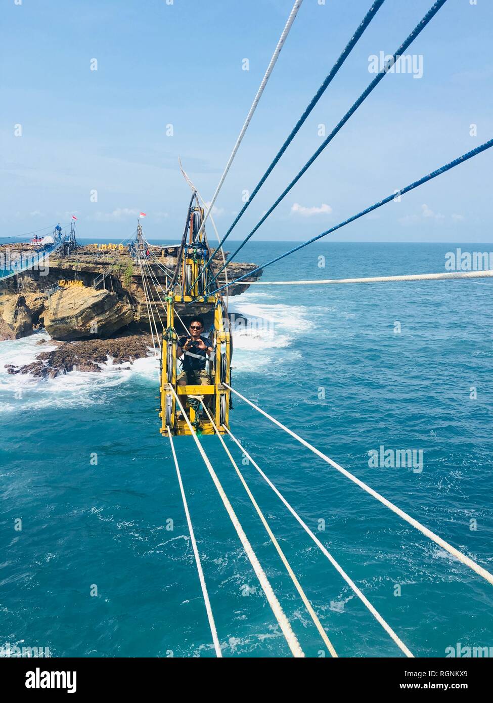 Gondel in Pantai Timang Yogyakarta Indonesien Stockfoto