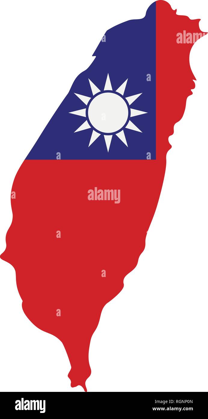 Karte von Taiwan mit Fahne im Inneren. Taiwan Karte Vector Illustration Stock Vektor