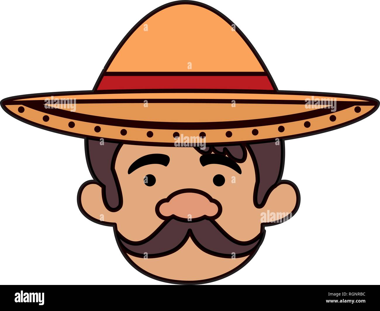 Traditionelle mexikanische Mann Kopf mit Hut Stock Vektor