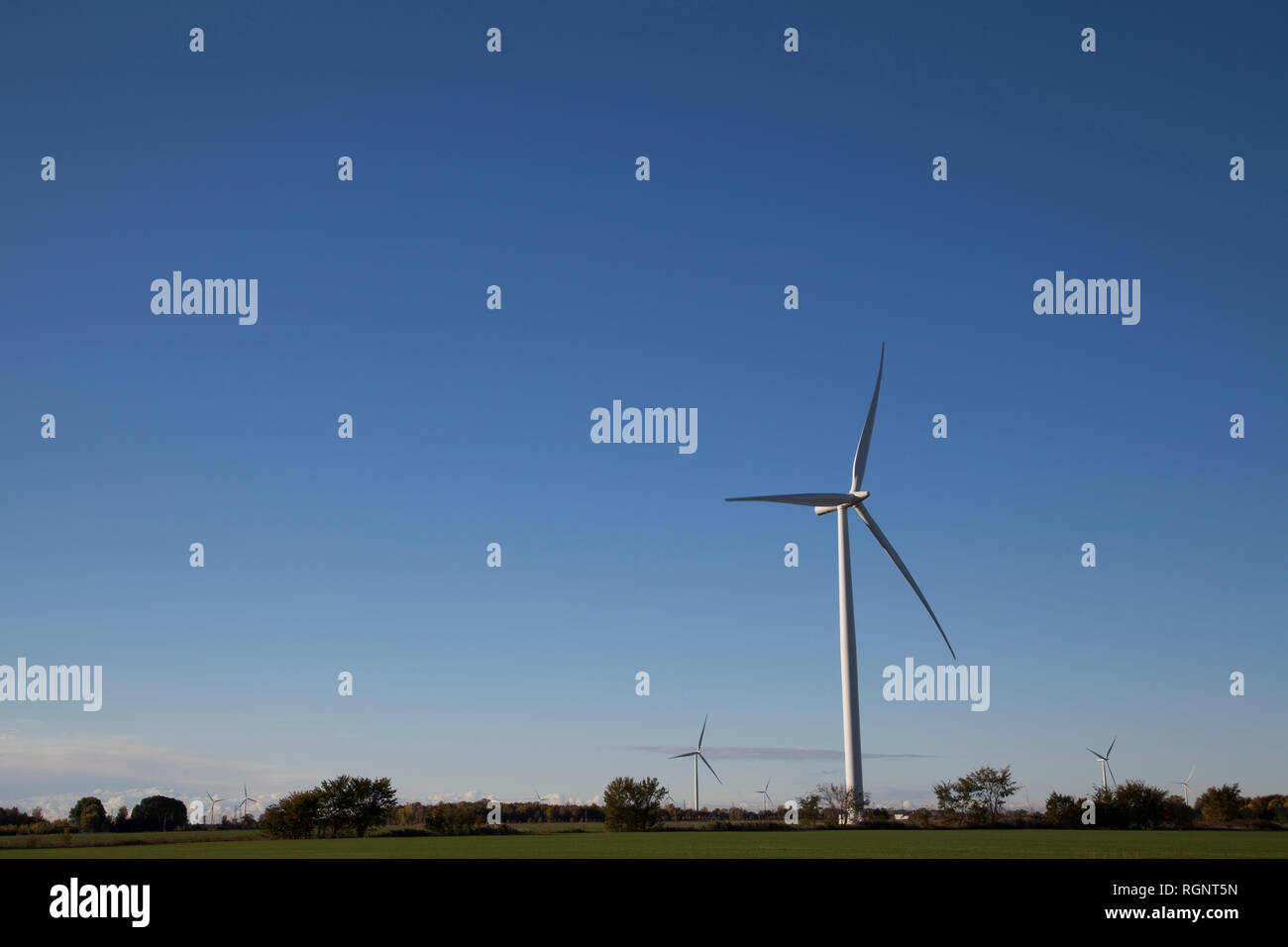 Windenergieanlagen für erneuerbare Energien Windsor Ontario Kanada Stockfoto