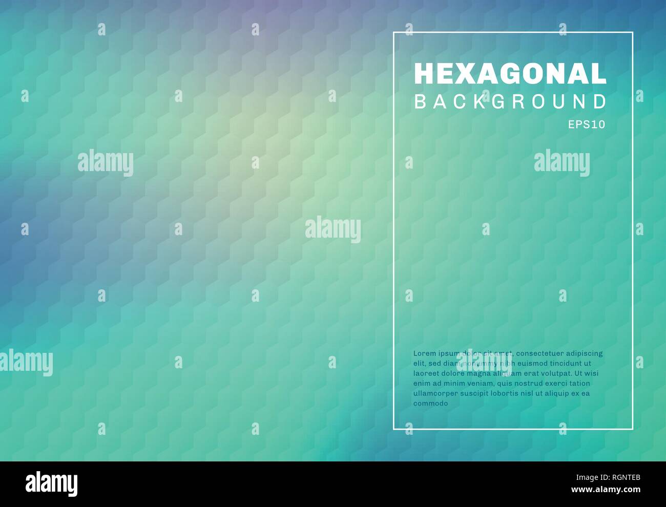 Abstrakte grüne Minze und blau türkis Gradient verschwommenen Hintergrund mit Innensechskant Prägemuster Textur. Können Sie für Vorlage Cover Design brochu Stock Vektor