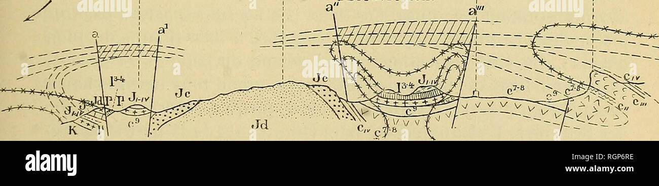 . Bulletin de la SociÃ©tÃ© gÃ©ologique de France. Geologie. 1896 ET SON RACCORD AVEC LE PLI PÉRIPHÉRIQUE D ALLAUCH 665 de GÃ©mÃ©Nr. Dans sa Note de 1888, oÃ¹ il untersuchen principalement la Partie septentrionale, M. Bertrand, reconnaissant que la cassure du Vallon de GÃ©mÃ©nos n'avait pas la Signifikation tectonique qu'il Lui avait prÃªtÃ © e prÃ© Cà©demment, admet que l'Ax triasique du pli, Après-ski avoir subi une lÃ©gÃ¨re Einrichtung viation prÃ¨s du Parc de St-Pons, s'enfouit Sous le Massif de Roussargues, va reparaÃ® tre dans la Rechnungshofes©e de l'Huveaune auprÃ¨s de Pont-de-1'Etoile, s'inflÃ © CHIT alors brusquem Stockfoto