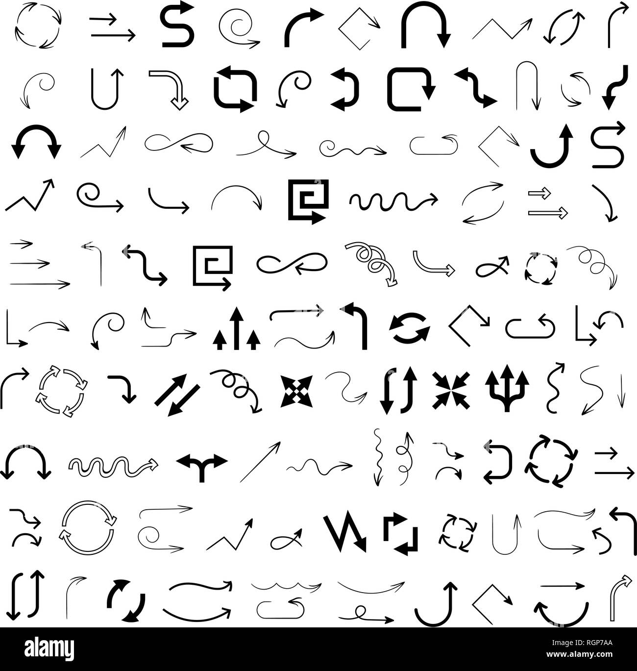 Schwarze Pfeile. Große Sammlung von Icons Stock Vektor