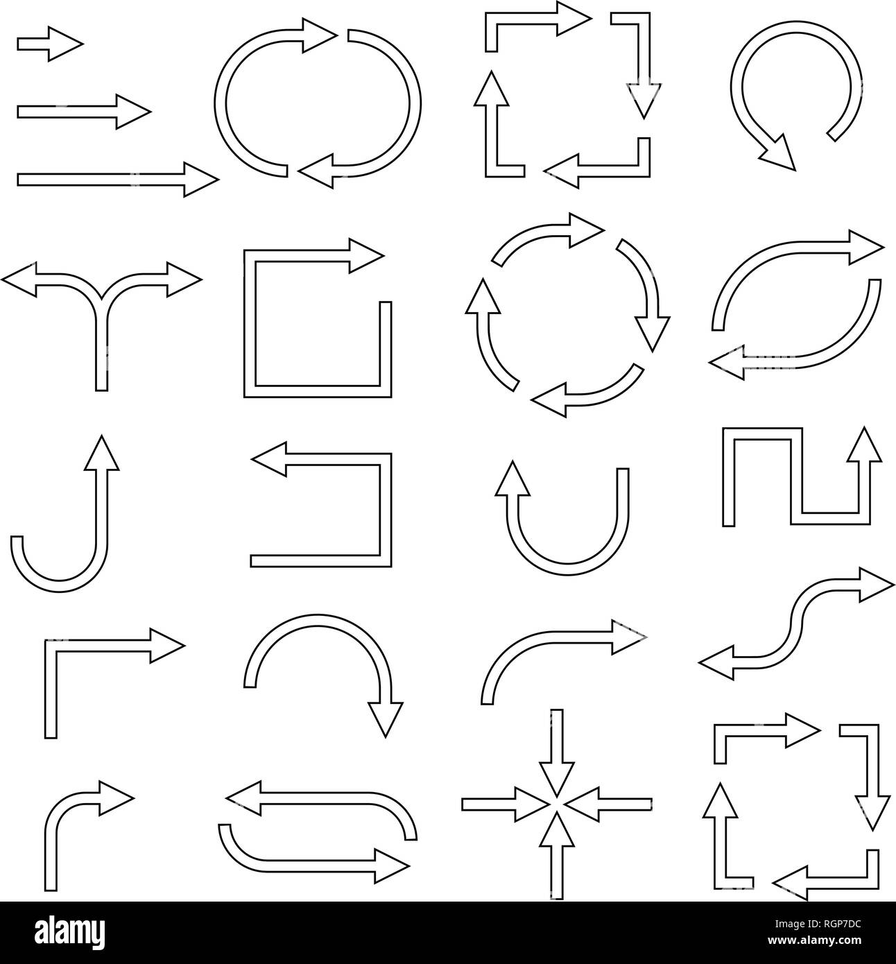Satz von oultine Pfeile Stock Vektor