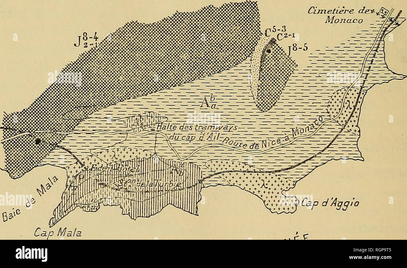 . Bulletin de la SociÃ©tÃ© gÃ©ologique de France. Geologie. 422 E. CAZIOT ET E. MAURY l 6 Mai conglomÃ © Ratte. On ne Voit d'ailleurs aucune de coulÃ © e qui aurait formÃ© une Masse Ã © ruptive Kompakt verfolgen. L'Ã©ruption eine dCi avoir lieu Vers le milieu ou À la fin du PliocÃ ¨ ne, au moment oÃ¹ le Niveau de la Mer par rapport aux Terrains avoisinants Ã©Tait plus Ã©levÃ© que le Niveau actuel. L'maximale Höhe de ces labradorites se trouve à la Plateforme de l'Eden - HÃ'tel; Elle est d'environ 60 mÃ¨Tres. Au sud de l'HÃ'tel, Elles sind recouvertes par la brÃ¨ches et des conglomÃ © Ratten et c'est entre ces Br Stockfoto