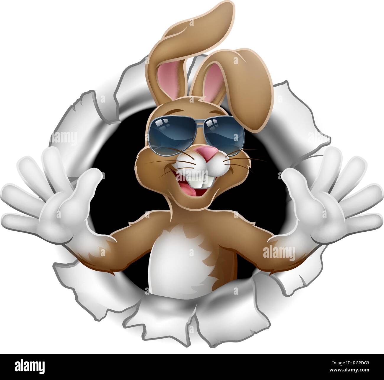 Osterhase Cool Rabbit Sonnenbrillen brechen Wand Stock-Vektorgrafik - Alamy