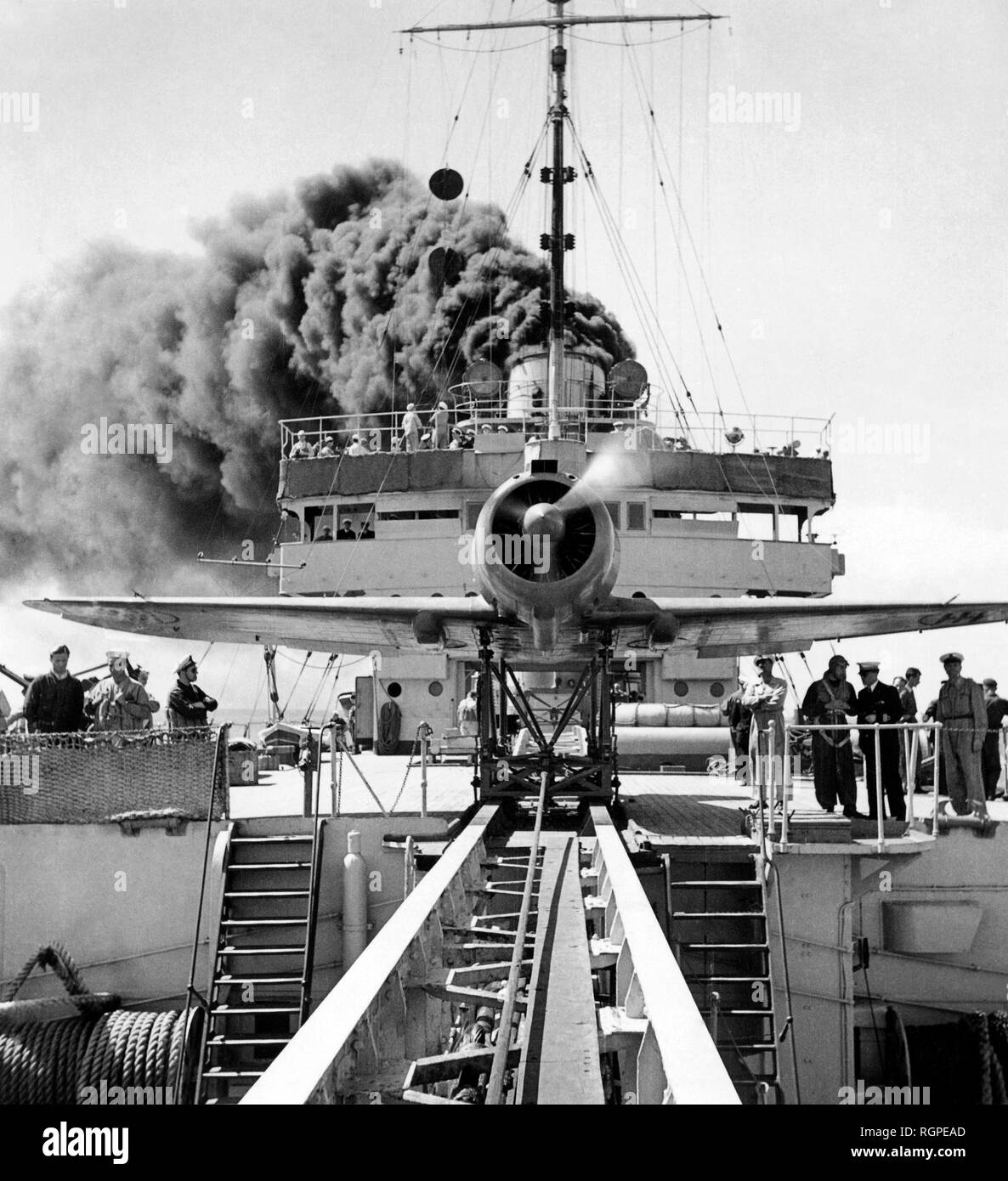 Flugzeug auf einem Flaggschiff, 1947 Stockfoto