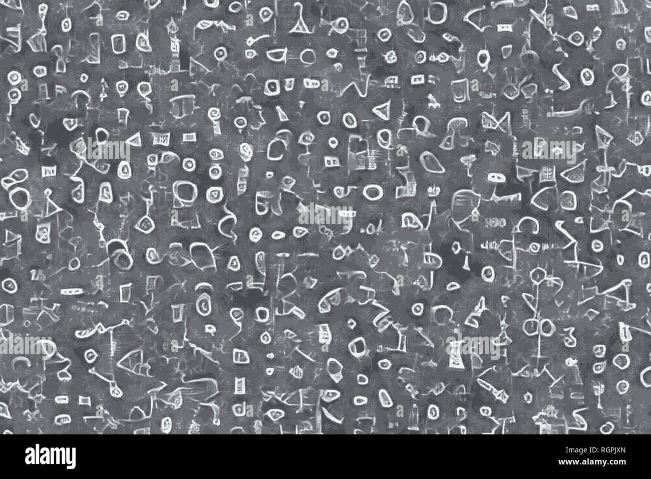 Glyphen oder Hieroglyphen Hintergrund mit kryptischen mathematischen Symbole Stockfoto