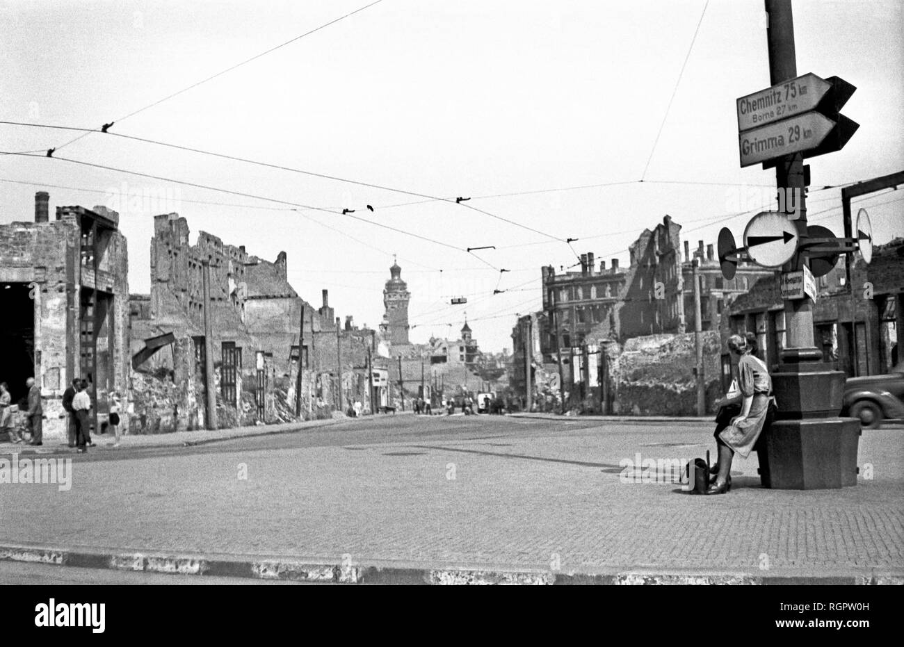 Kriegsschäden, 1946, zerstörte Mühle Straße, Leipzig, Sachsen, DDR, Deutschland Stockfoto