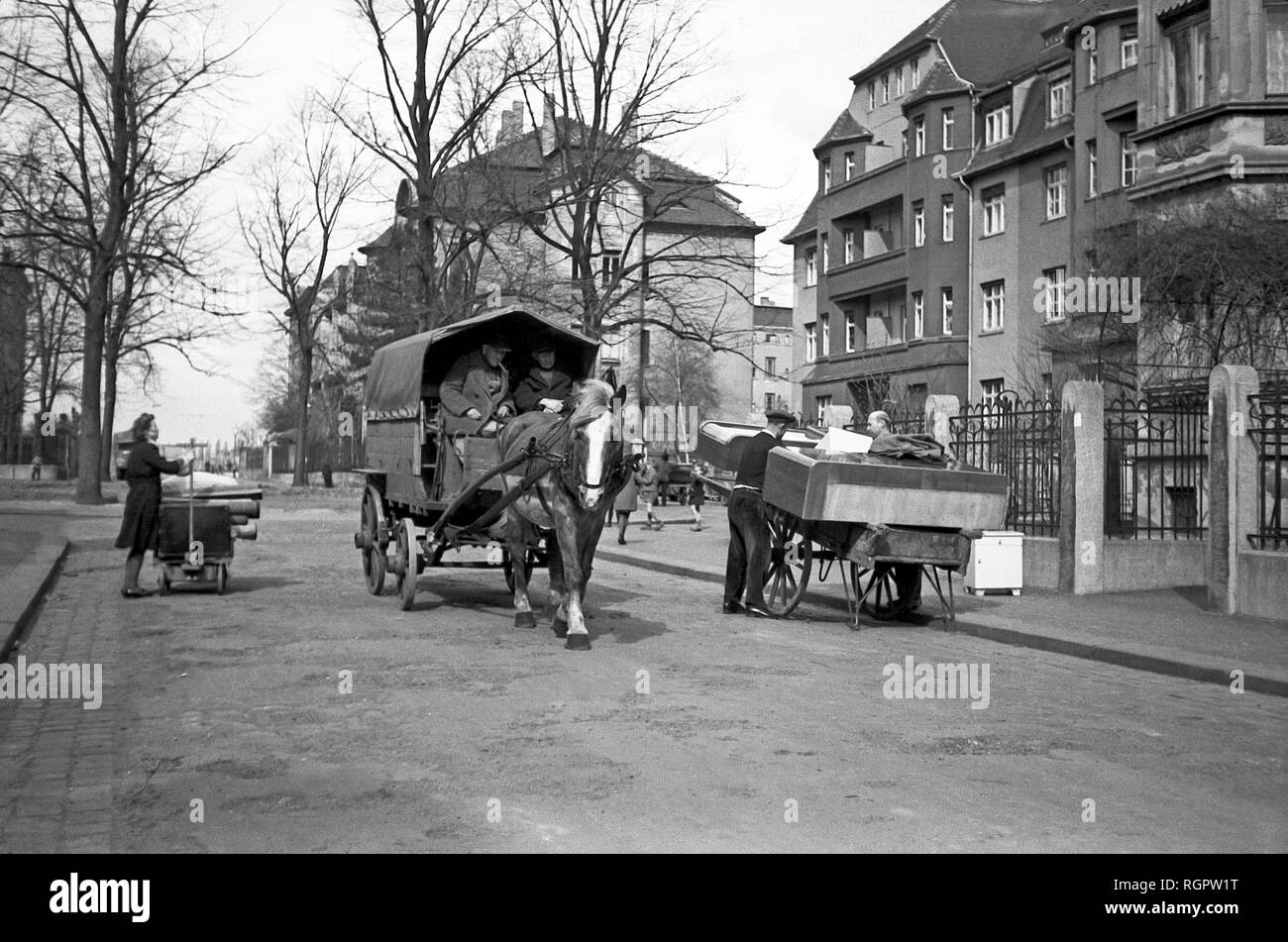 Gehäuse Evakuierung für die sowjetische Besatzungsmacht 1947, Gohlis, Leipzig, Sachsen, DDR, Deutschland Stockfoto