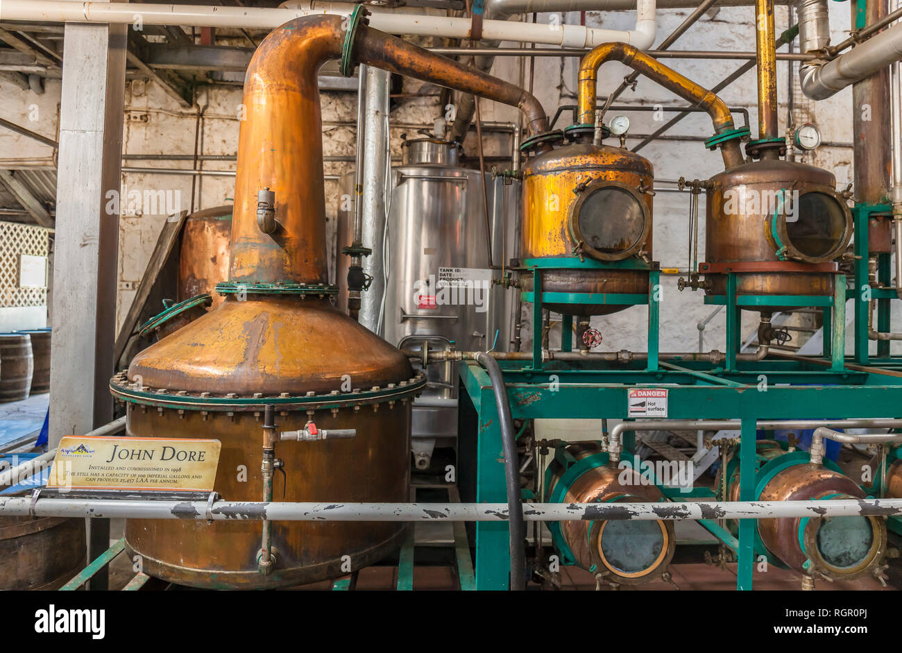 Saint Lucia Brennereien Rum Fabrik. Stockfoto