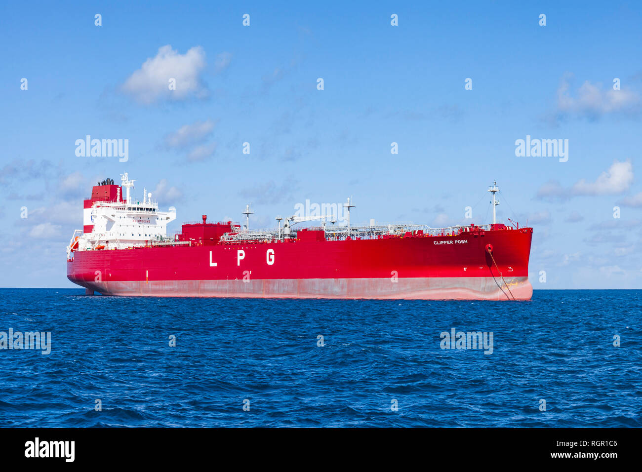 LPG-Tanker Schiff, Clipper Posh, Karibische See. Stockfoto