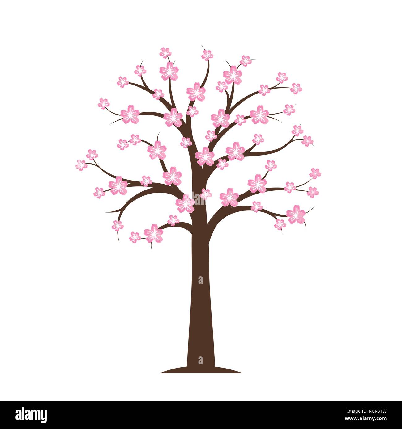 Rosa blühenden Kirschbaum im Frühjahr auf weißem Hintergrund Vektor-illustration EPS 10. Stock Vektor