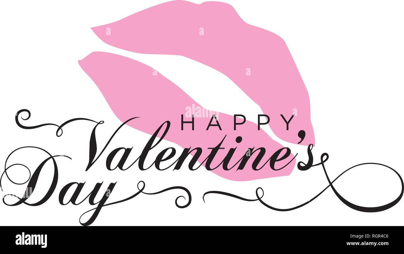Pink Kiss, vector Valentinstag Gruß Stock Vektor