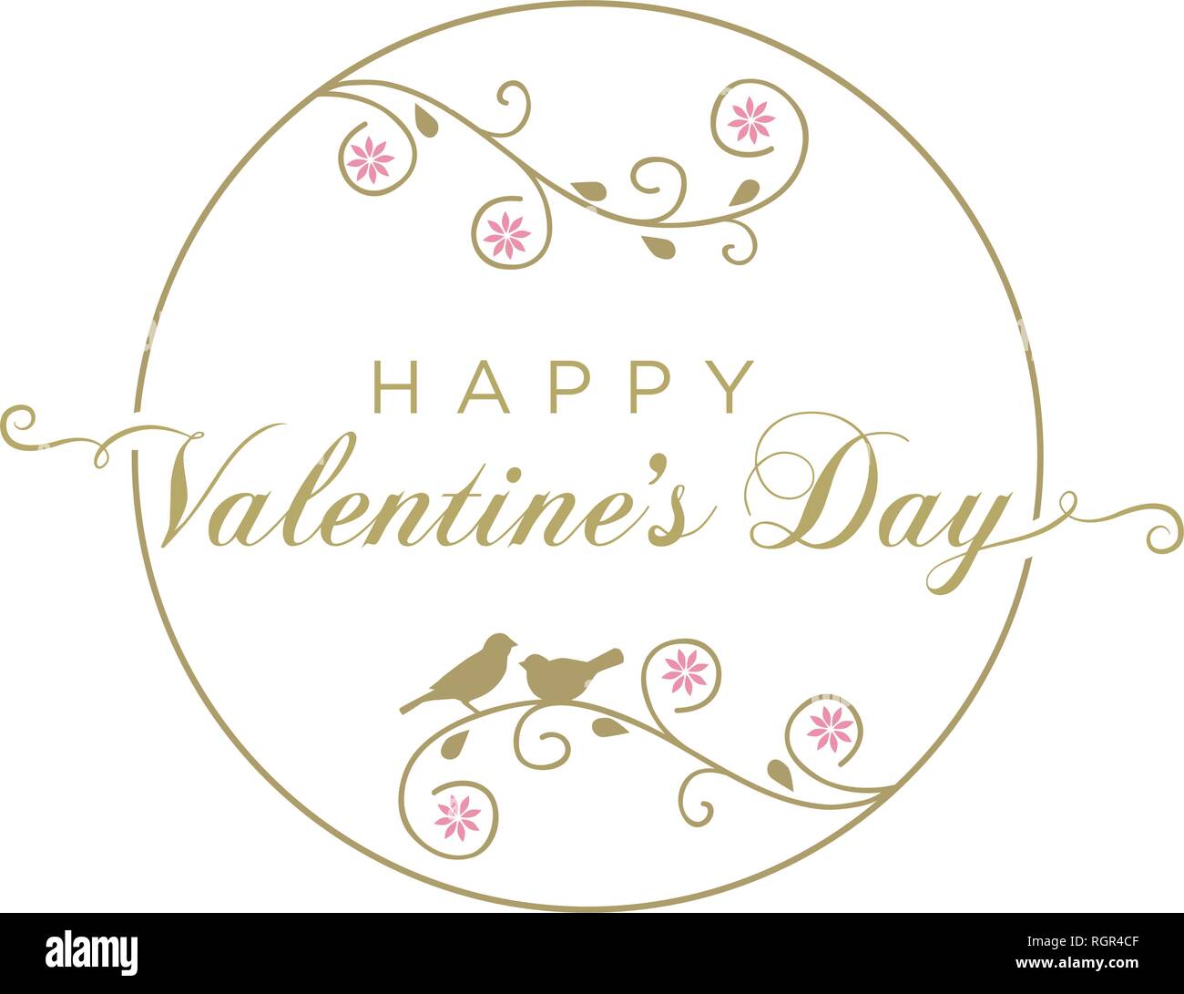 Florale Typografie: Happy Valentine's Day Stock Vektor