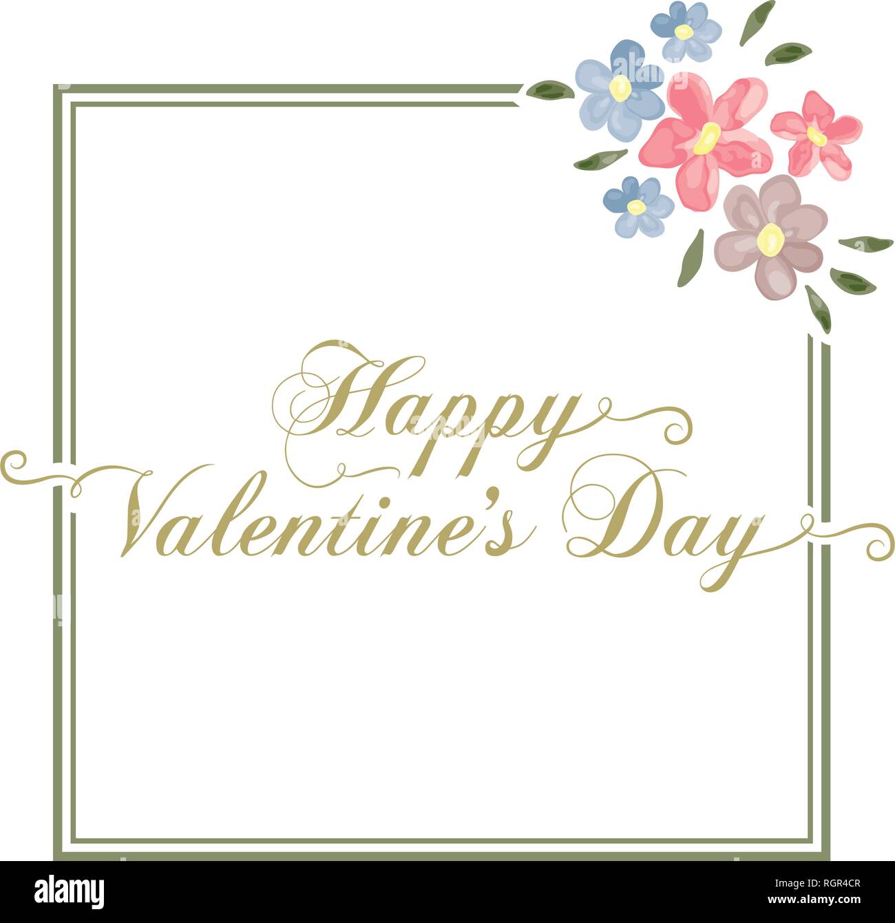 Florale Typografie: Happy Valentine's Day Stock Vektor