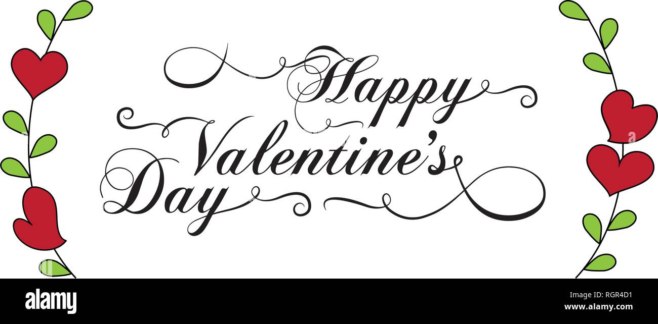 Typografie: Happy Valentine's Day im inneren Herzen Kranz Stock Vektor