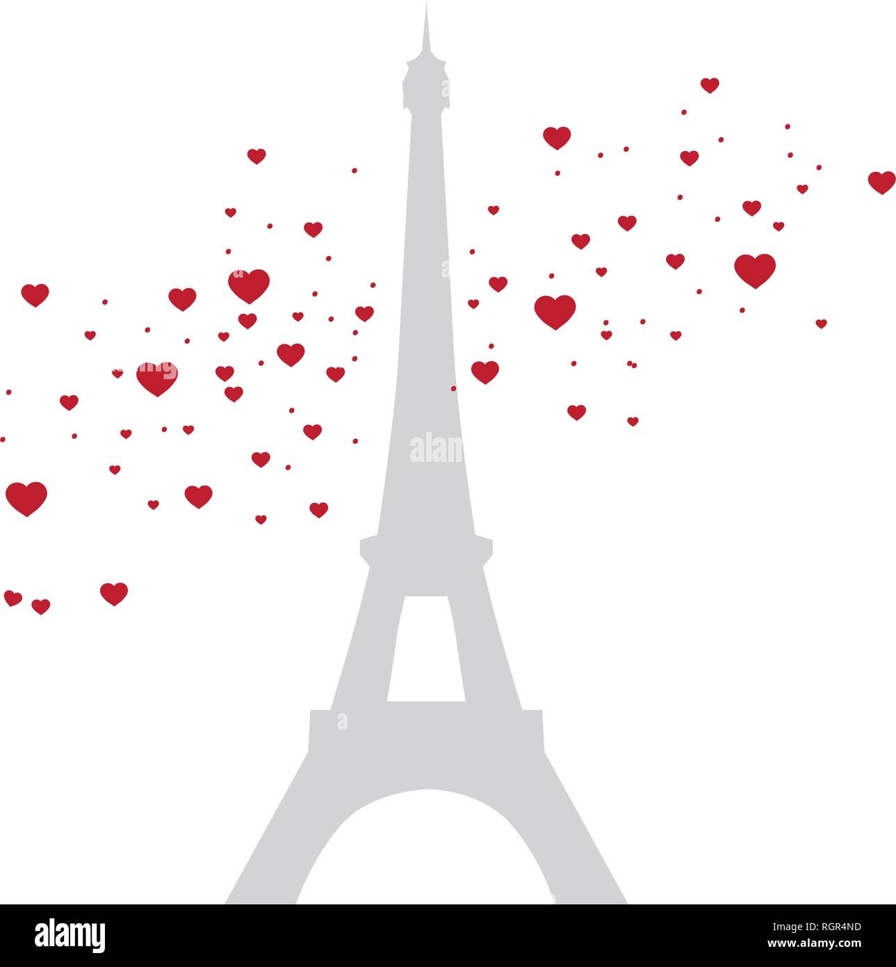 Eiffelturm mit roten Herzen, Vektor Stock Vektor