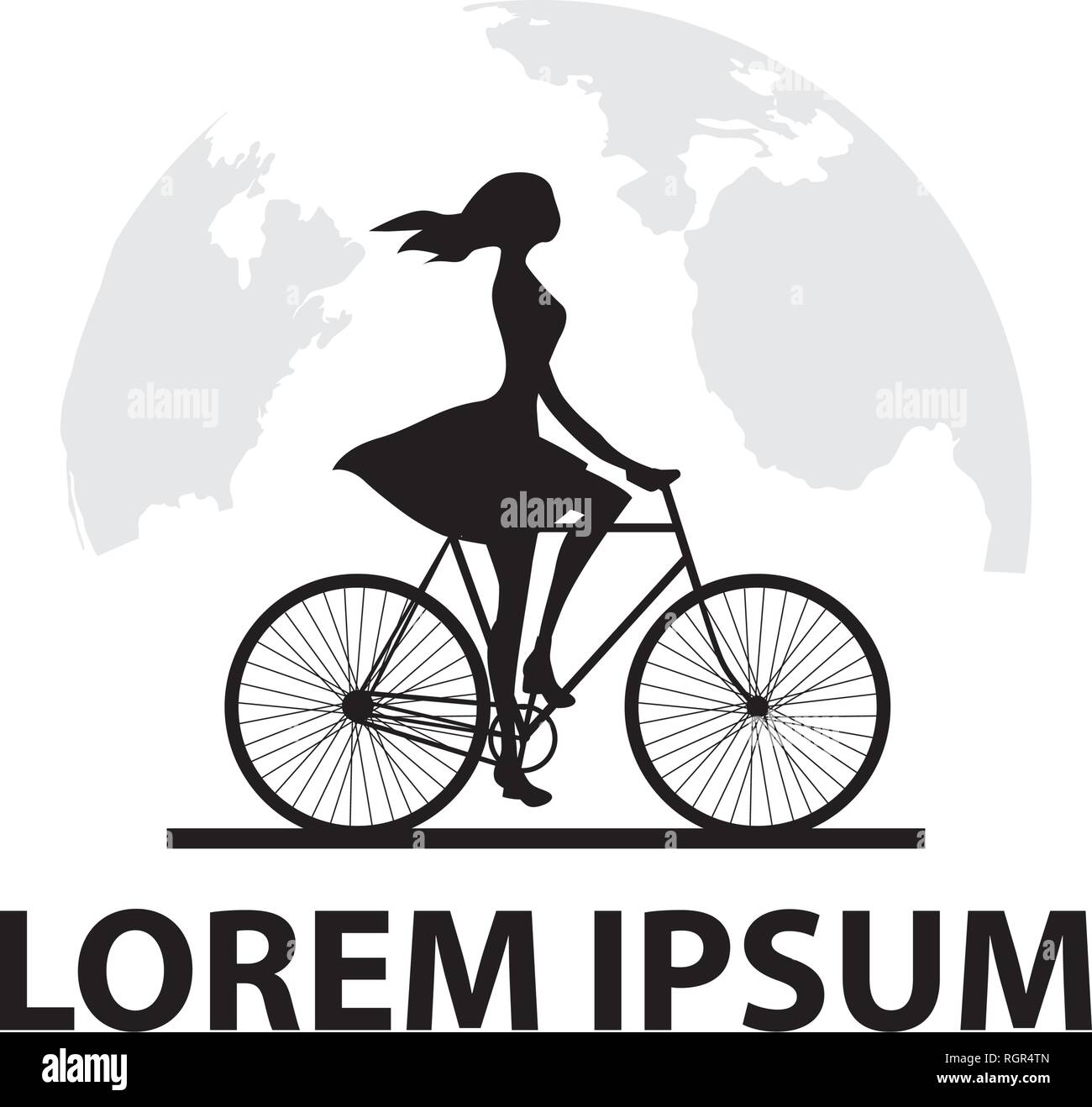 Rund um die Welt mit dem Fahrrad Stock Vektor