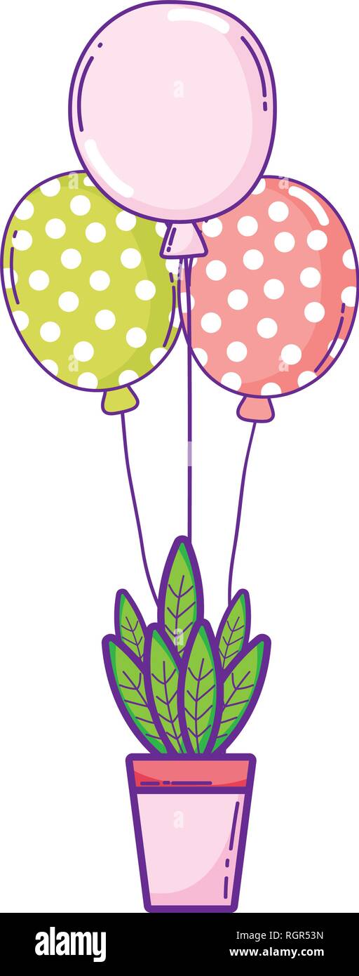 Party ballons Helium mit zimmerpflanze Stock Vektor