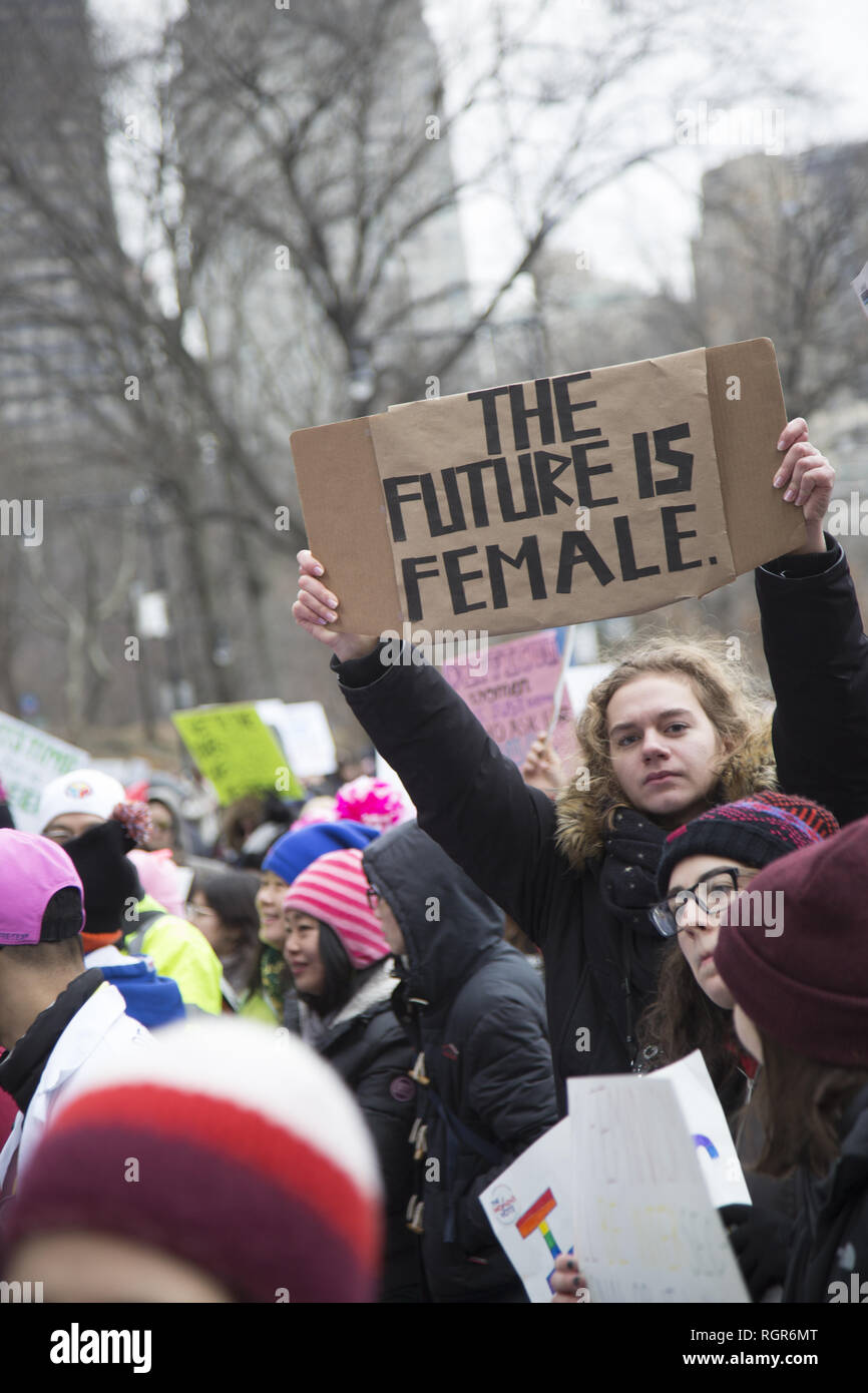 Das 3. jährliche Frauen März 2019 in New York City. Stockfoto