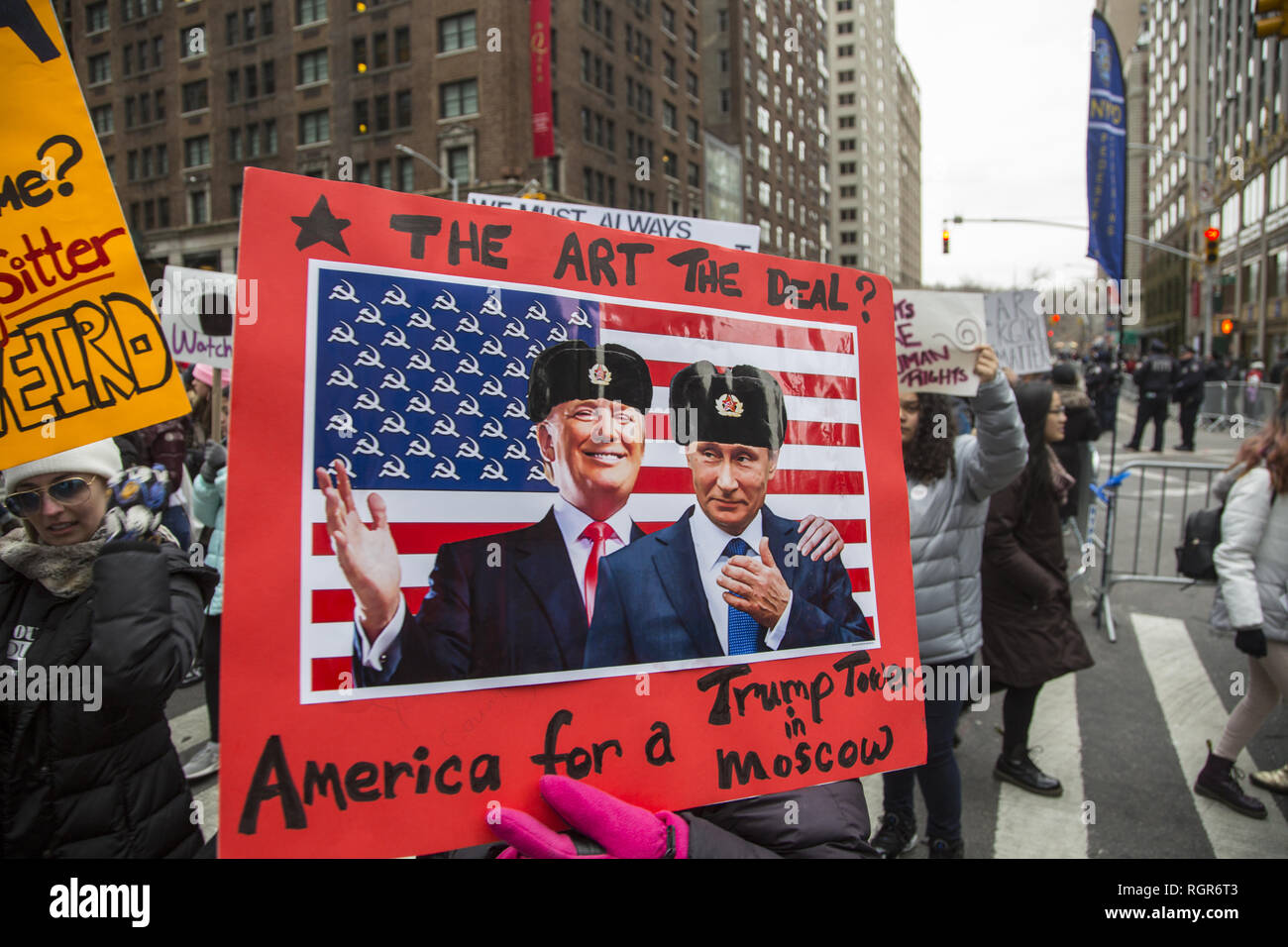 Das 3. jährliche Frauen März 2019 in New York City. Stockfoto